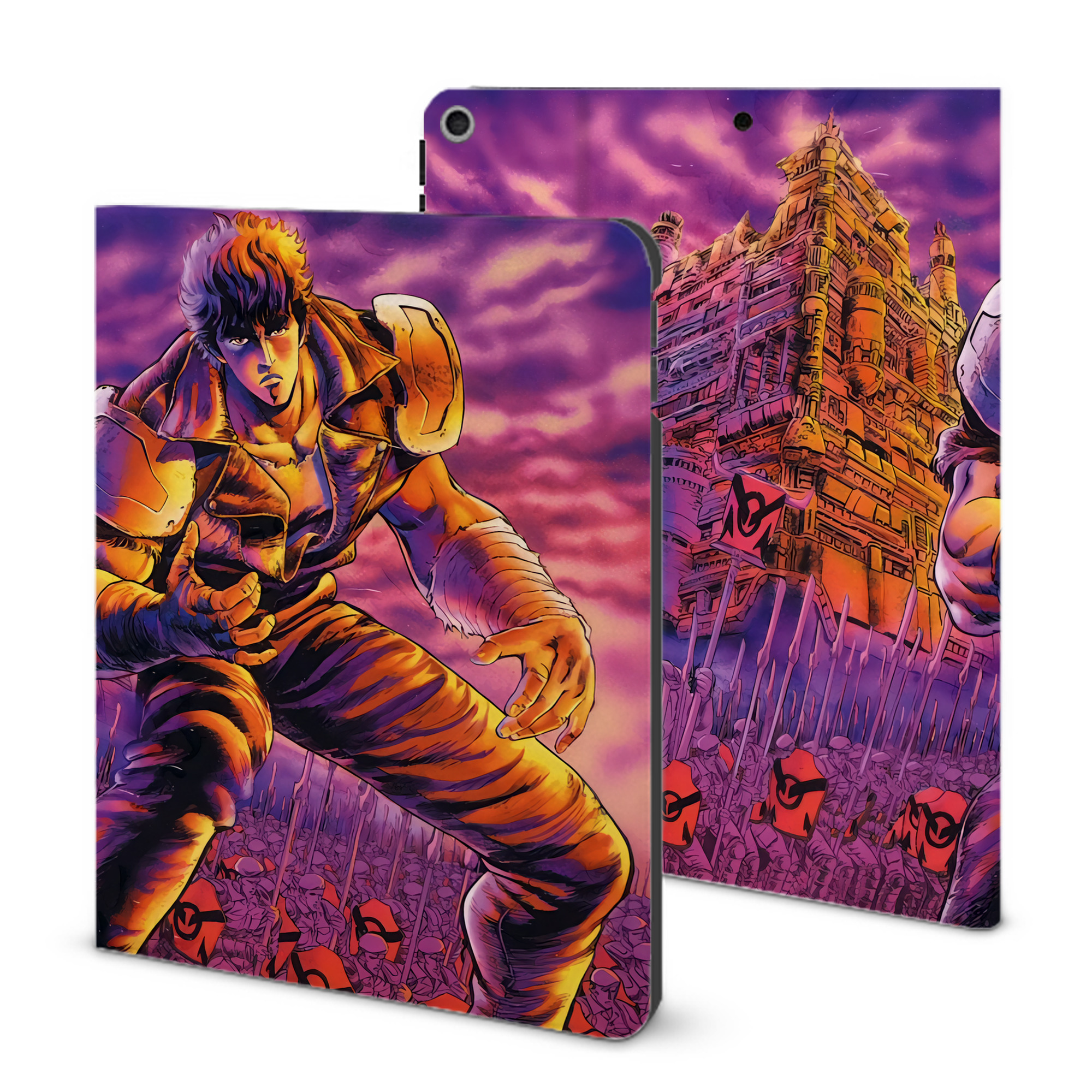 （画像用） 北斗の拳 Fist of the North Star IPad ケース ブック型 PUレザー TPU 耐衝撃 軽量 薄型 ペン収納なし 全面保護 IPad 各モデル対応